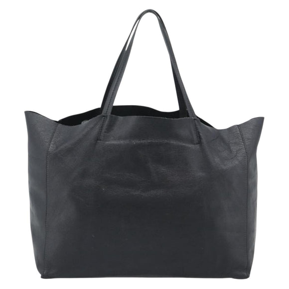 CELINE Horizontal Cabas Tote Bag Leather Black Gold Auth hk3929A