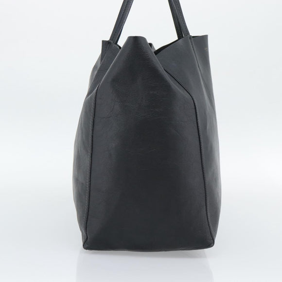 CELINE Horizontal Cabas Tote Bag Leather Black Gold Auth hk3929A