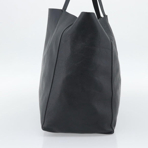 CELINE Horizontal Cabas Tote Bag Leather Black Gold Auth hk3929A