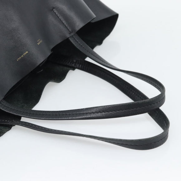 CELINE Horizontal Cabas Tote Bag Leather Black Gold Auth hk3929A