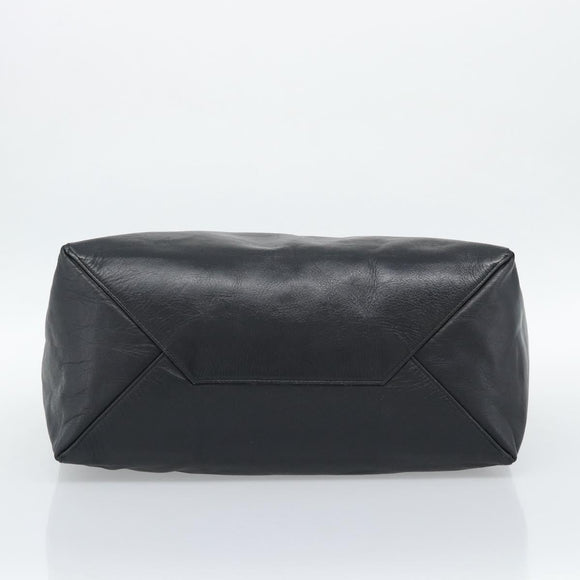 CELINE Horizontal Cabas Tote Bag Leather Black Gold Auth hk3929A