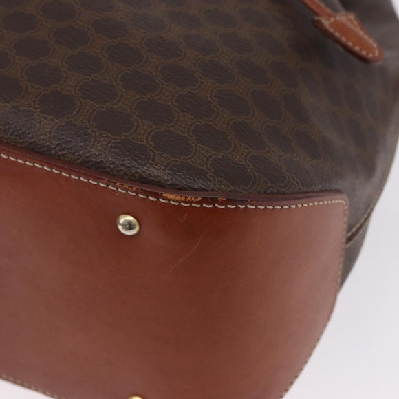 CELINE Macadam Canvas Shoulder Bag PVC Leather Brown Gold Auth hk3930