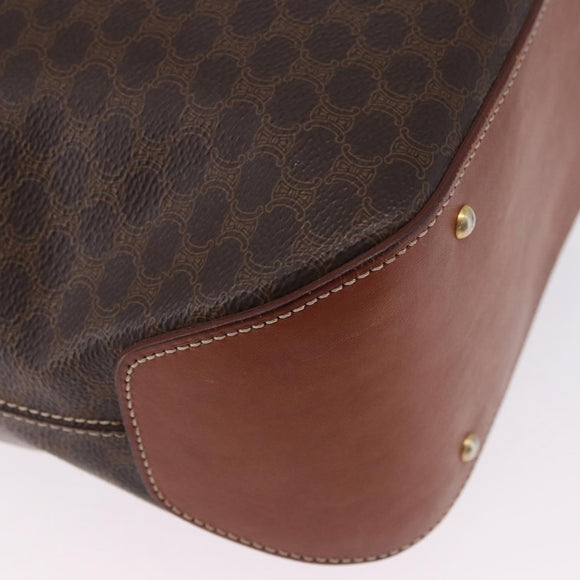 CELINE Macadam Canvas Shoulder Bag PVC Leather Brown Gold Auth hk3930