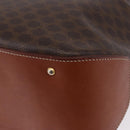 CELINE Macadam Canvas Shoulder Bag PVC Leather Brown Gold Auth hk3930-17