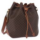 CELINE Macadam Canvas Shoulder Bag PVC Leather Brown Gold Auth hk3930-1