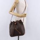 CELINE Macadam Canvas Shoulder Bag PVC Leather Brown Gold Auth hk3930-23