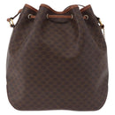CELINE Macadam Canvas Shoulder Bag PVC Leather Brown Gold Auth hk3930-2