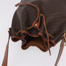 CELINE Macadam Canvas Shoulder Bag PVC Leather Brown Gold Auth hk3930-6