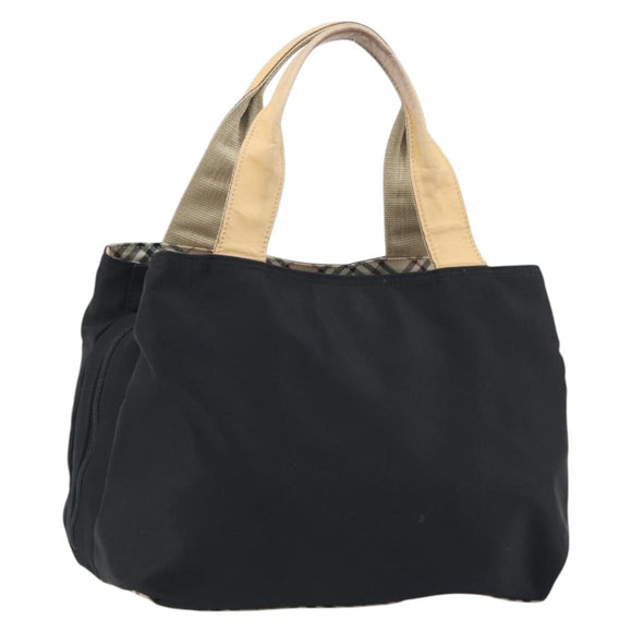 BURBERRY Hand Bag Nylon Black Silver Auth hk3932