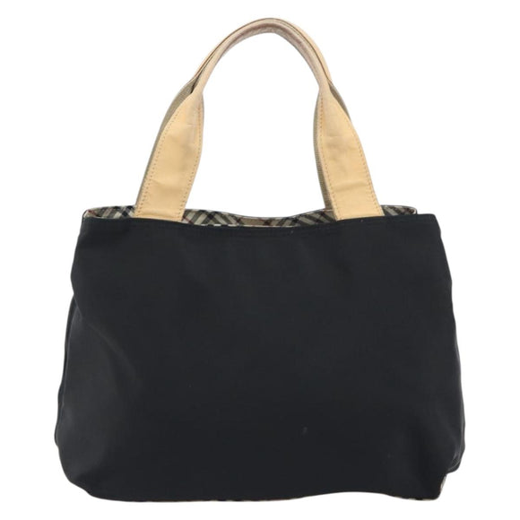 BURBERRY Hand Bag Nylon Black Silver Auth hk3932