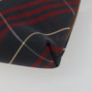 BURBERRY Nova Check Blue Label Hand Pouch Canvas Navy Silver Auth hk3935A-9