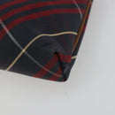 BURBERRY Nova Check Blue Label Hand Pouch Canvas Navy Silver Auth hk3935A-15