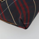 BURBERRY Nova Check Blue Label Hand Pouch Canvas Navy Silver Auth hk3935A-16