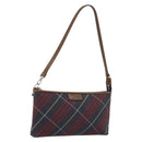 BURBERRY Nova Check Blue Label Hand Pouch Canvas Navy Silver Auth hk3935A-1