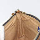 BURBERRY Nova Check Blue Label Hand Pouch Canvas Navy Silver Auth hk3935A-20