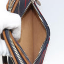 BURBERRY Nova Check Blue Label Hand Pouch Canvas Navy Silver Auth hk3935A-22