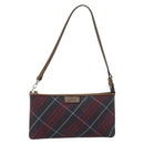 BURBERRY Nova Check Blue Label Hand Pouch Canvas Navy Silver Auth hk3935A-13