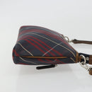 BURBERRY Nova Check Blue Label Hand Pouch Canvas Navy Silver Auth hk3935A-3