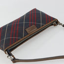 BURBERRY Nova Check Blue Label Hand Pouch Canvas Navy Silver Auth hk3935A-6