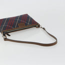 BURBERRY Nova Check Blue Label Hand Pouch Canvas Navy Silver Auth hk3935A-7