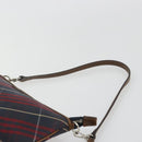 BURBERRY Nova Check Blue Label Hand Pouch Canvas Navy Silver Auth hk3935A-8