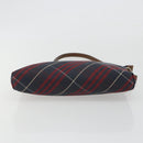 BURBERRY Nova Check Blue Label Hand Pouch Canvas Navy Silver Auth hk3935A-5