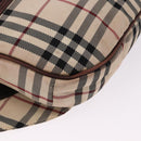 BURBERRY Nova Check Body Bag Canvas Beige Silver Auth hk3936-9