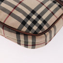 BURBERRY Nova Check Body Bag Canvas Beige Silver Auth hk3936-14