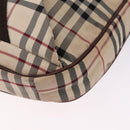 BURBERRY Nova Check Body Bag Canvas Beige Silver Auth hk3936-15