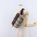 BURBERRY Nova Check Body Bag Canvas Beige Silver Auth hk3936-22