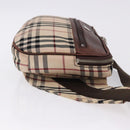 BURBERRY Nova Check Body Bag Canvas Beige Silver Auth hk3936-3