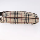 BURBERRY Nova Check Body Bag Canvas Beige Silver Auth hk3936-5