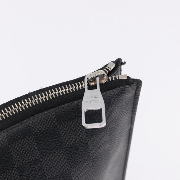 LOUIS VUITTON Damier Graphite Pochette Jules GM Clutch Bag M41501 LV Auth hk3943