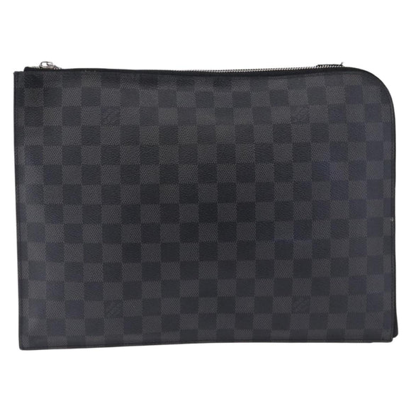 LOUIS VUITTON Damier Graphite Pochette Jules GM Clutch Bag M41501 LV Auth hk3943