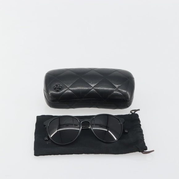 CHANEL Sunglasses Plastic Black CC Auth hk3945