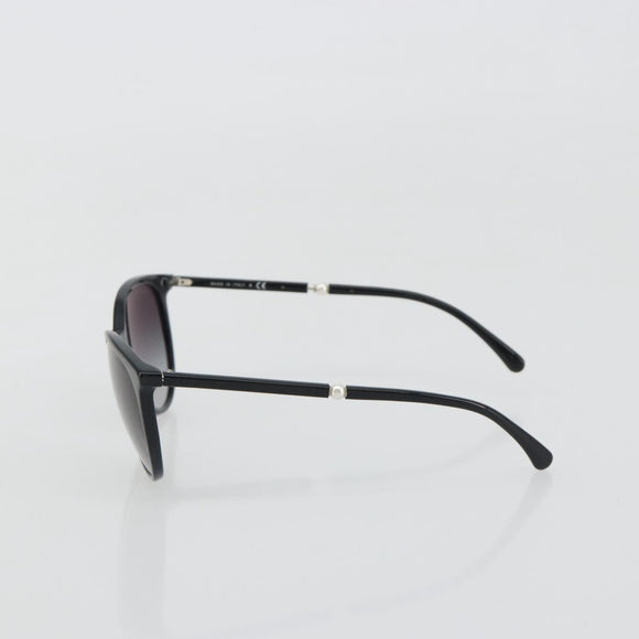 CHANEL Sunglasses Plastic Black CC Auth hk3945