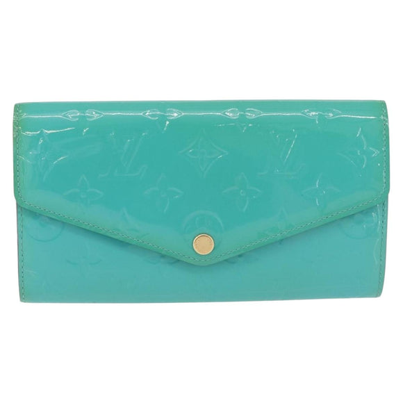 LOUIS VUITTON Monogram Vernis Portefeuille Sarah Wallet Blue M93219 Auth hk3947