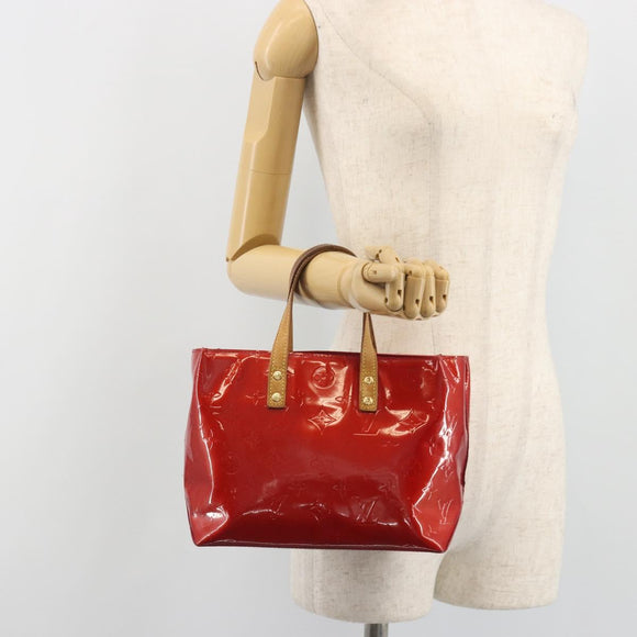 LOUIS VUITTON Monogram Vernis Reade PM Hand Bag Red Rouge M91088 LV Auth hk3973