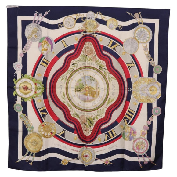 HERMES Carre 90 Scarf Parmi Les Fleursje Compte Silk Navy Auth hk3977
