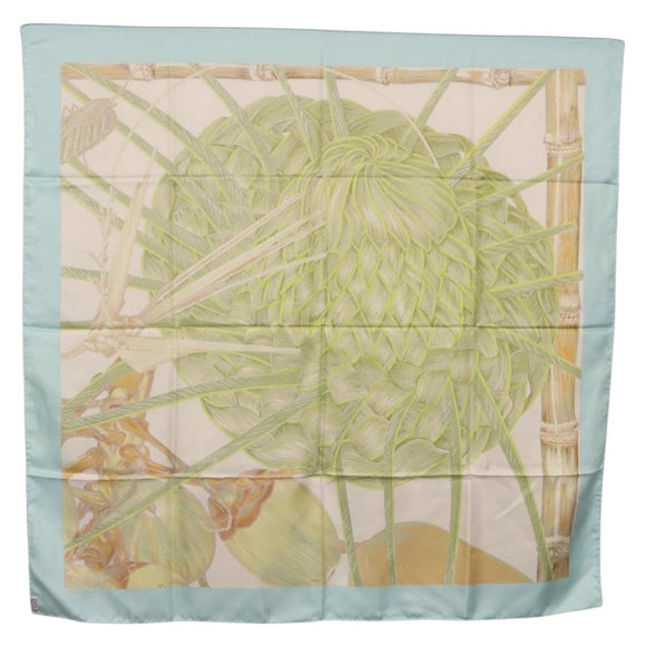 HERMES Carre 90 Scarf Jardin Creole Silk Light Blue Auth hk3978