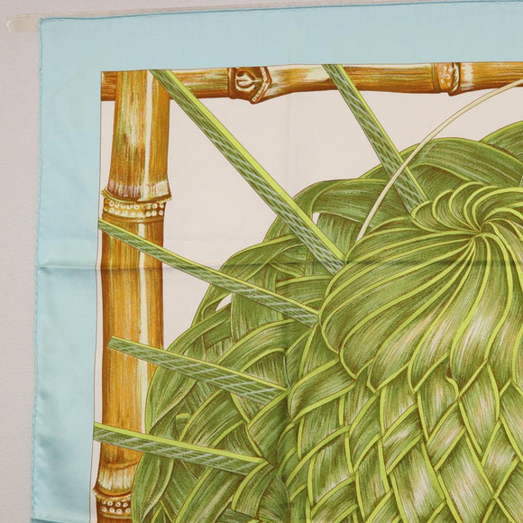 HERMES Carre 90 Scarf Jardin Creole Silk Light Blue Auth hk3978