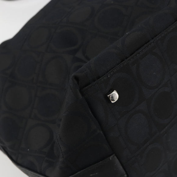 Salvatore Ferragamo Shoulder Bag Canvas Black Silver Auth hk3980