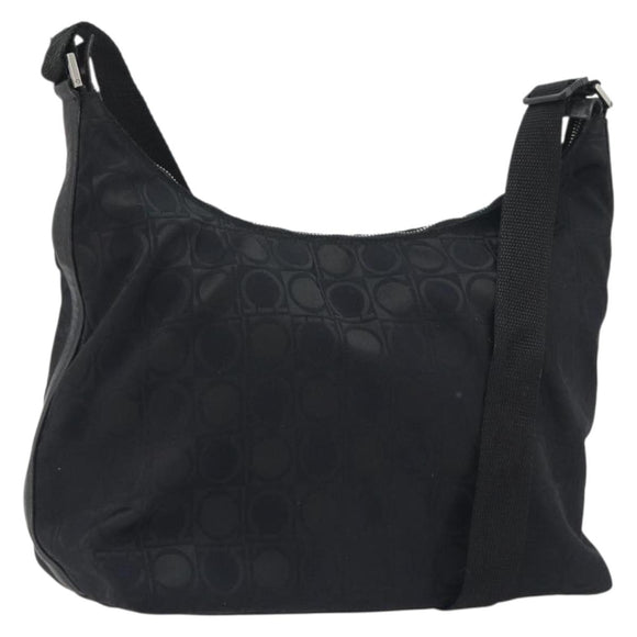 Salvatore Ferragamo Shoulder Bag Canvas Black Silver Auth hk3980