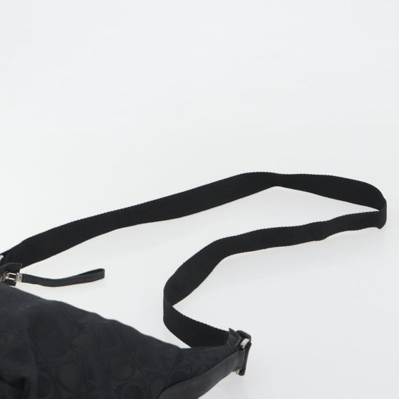 Salvatore Ferragamo Shoulder Bag Canvas Black Silver Auth hk3980
