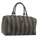FENDI Pecan Canvas Boston Bag PVC Black Brown Auth hk3981-1
