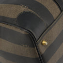 FENDI Pecan Canvas Boston Bag PVC Black Brown Auth hk3981-15