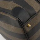 FENDI Pecan Canvas Boston Bag PVC Black Brown Auth hk3981-9