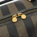 FENDI Pecan Canvas Boston Bag PVC Black Brown Auth hk3981-17