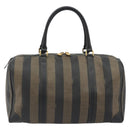 FENDI Pecan Canvas Boston Bag PVC Black Brown Auth hk3981-2