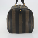 FENDI Pecan Canvas Boston Bag PVC Black Brown Auth hk3981-4